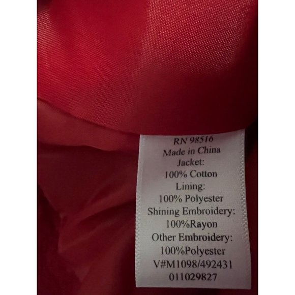 Coldwater Creek Red Womens Large Jacket Embroidered Lined Blazer NEW - Picture 6 of 6